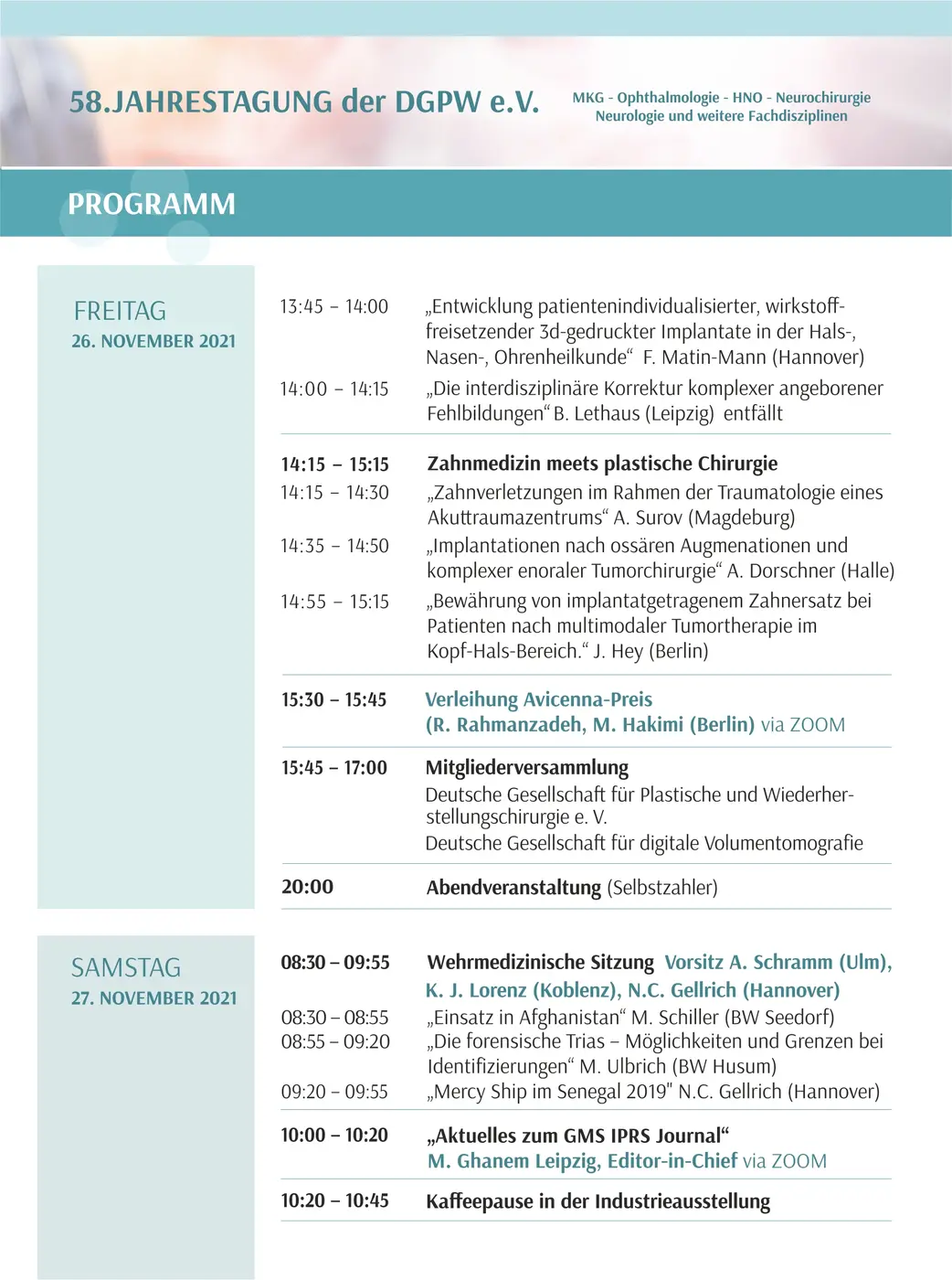 Programm der 58. Jahrestagung 2021, Seite 2 (öffnet das PDF)